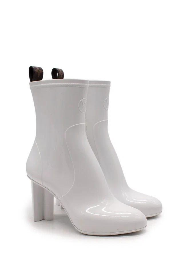 Louis Vuitton White Silhouette Shint Rubber Ankle Boot in White Coated canvas from HEWI