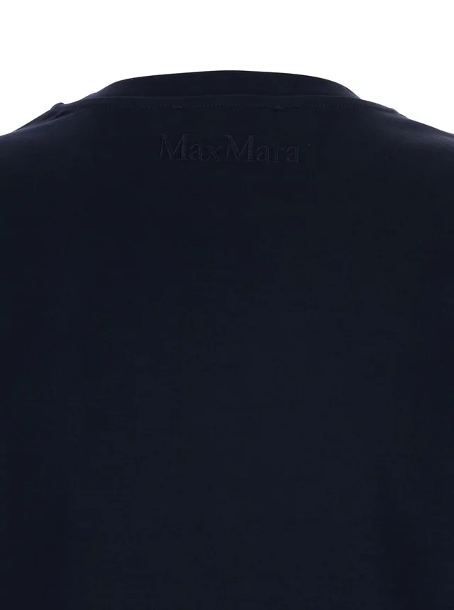 Maxmara pure 'Donata' Dark Blue T-Shirt with Embroidered Logo on the Back in Cotton for Women in Blue 100% Cotton, photo 5 of 5 from Gaudenzi Boutique