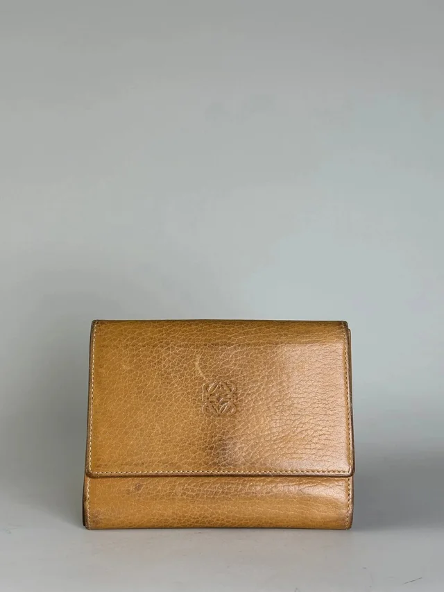 Loewe Vintage Grained Leather Wallet Tan Gold in Beige in neutral|white Caviar leather from Grailed