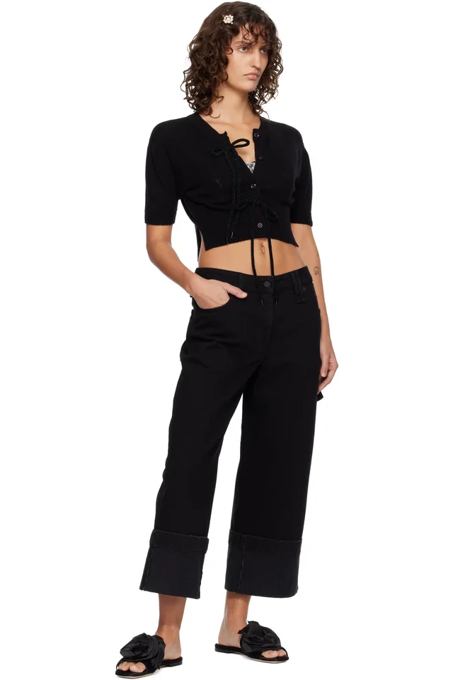 Simone Rocha Black Cropped Cashmere Cardigan, photo 4 of 4 from SSENSE