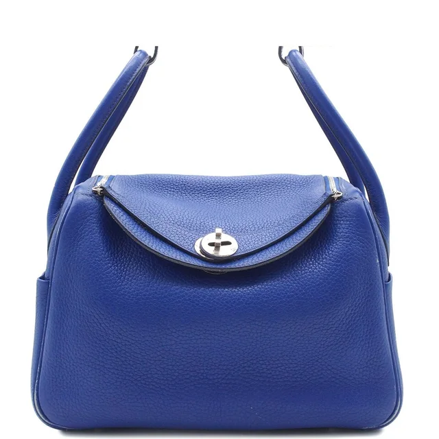 Hermès Lindy 26 Touch Blue Electric Taurillon Clemence Niloticus 2-Way in Blue Clemence leather from The Reluxe