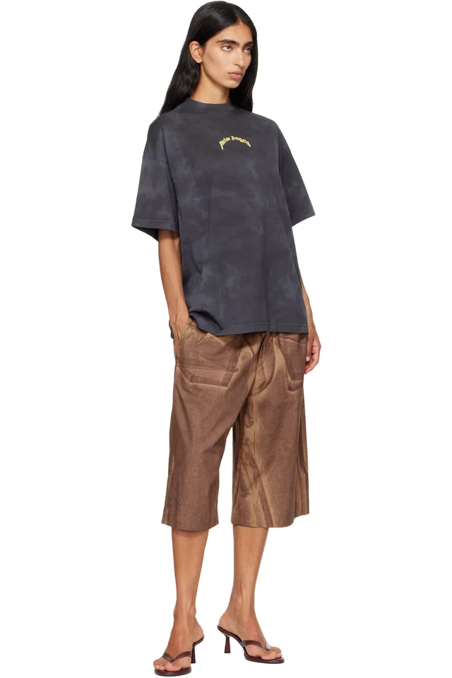 Palm Angels Black Curved Logo T-shirt, photo 4 of 4 from SSENSE