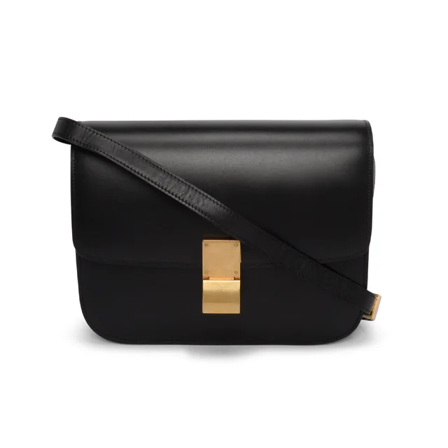 Celine Box Calf Classic Box Bag in Black Box leather from Blue Spinach