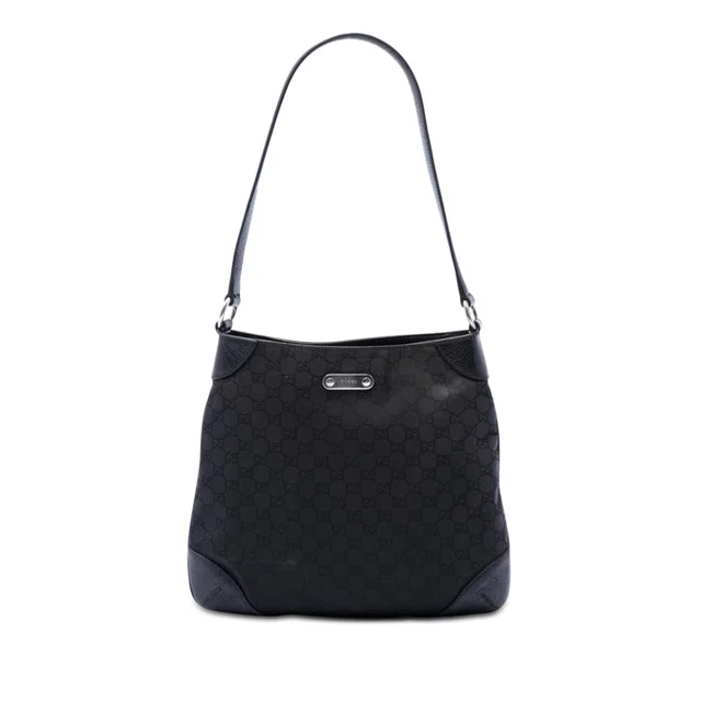 Black Gucci GG Denim Shoulder Bag in Black Denim from Designer Revival