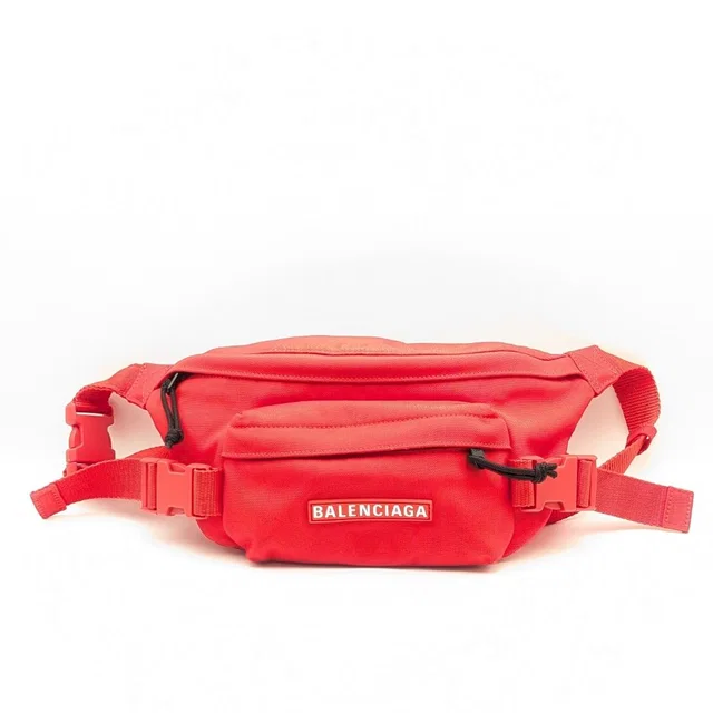 Balenciaga Red Explorer Logo Belt Bag in Red Nylon from The Reluxe