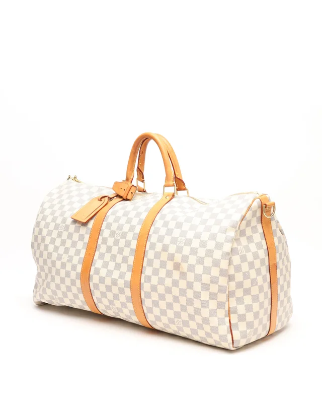 Louis Vuitton Damier Azur Keepall Bandoulière 55 in Canvas from A Retro Tale, photo 2 of 13
