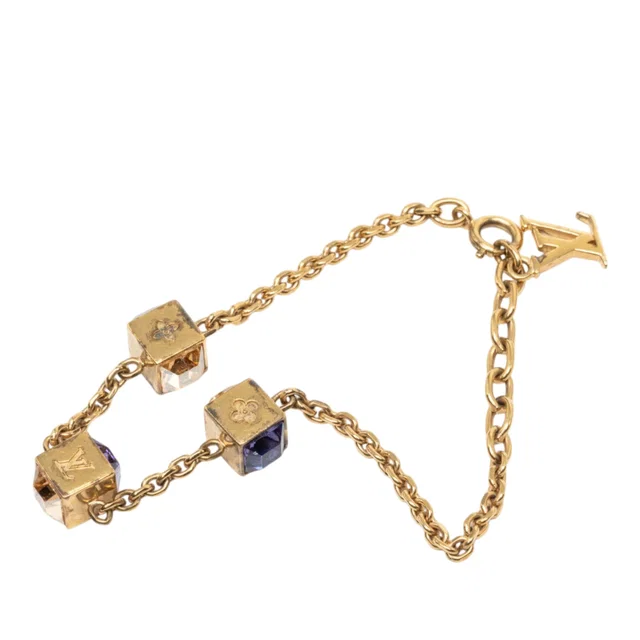 Gold Louis Vuitton Gold Plated Strass Gamble Bracelet in Gold from Designer Revival