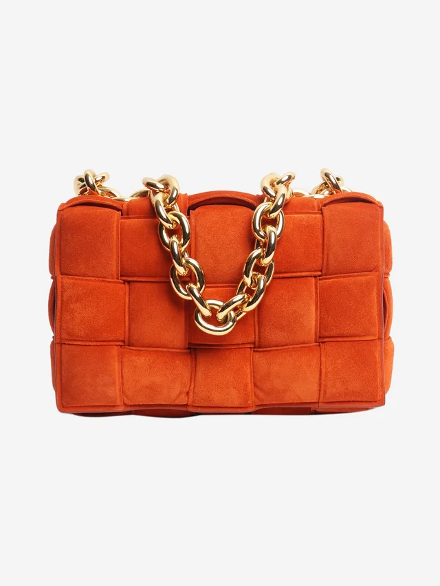 Bottega Veneta Orange suede padded Cassette bag in Orange Suede from Sign of the Times