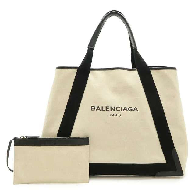 Balenciaga Navy Cabas Canvas Leather Tote Bag in Navy Canvas from LuxUness