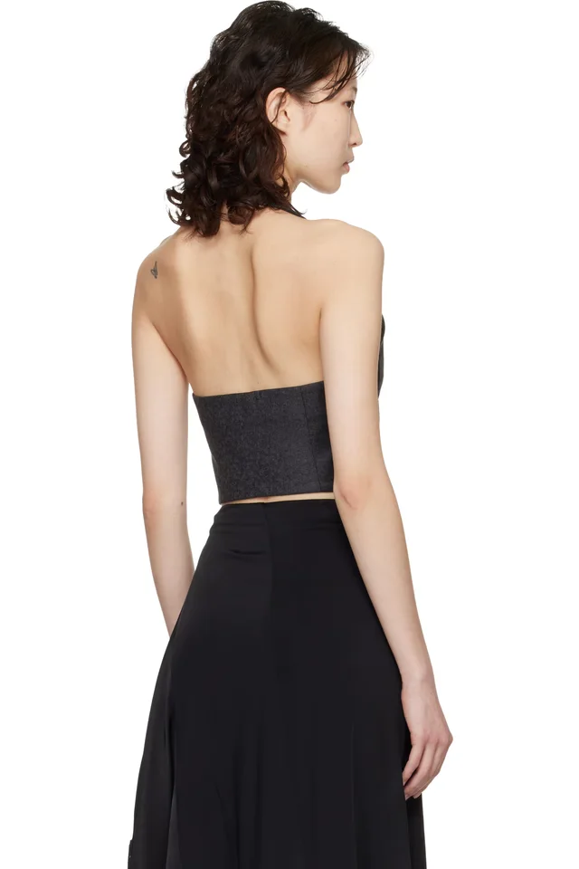 VETEMENTS Gray Open Back Halter Tailored Vest, photo 3 of 4 from SSENSE