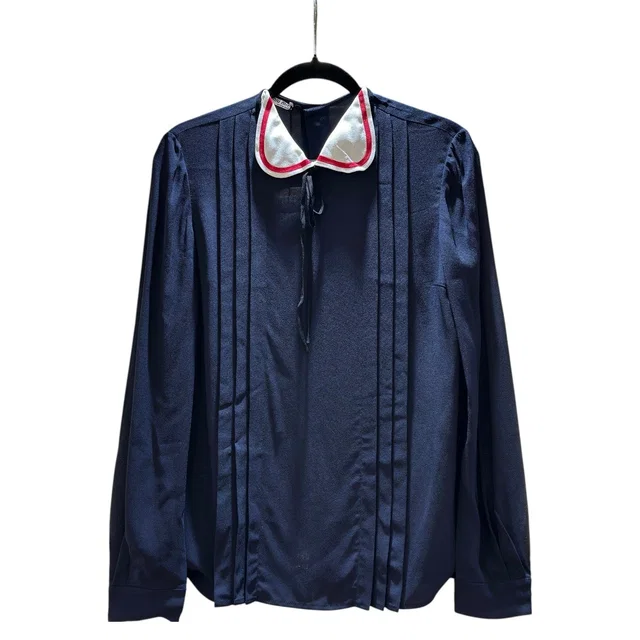 Miu Miu Long Sleeve Shirt Navy - Size 38 in Navy from Luxury Promise