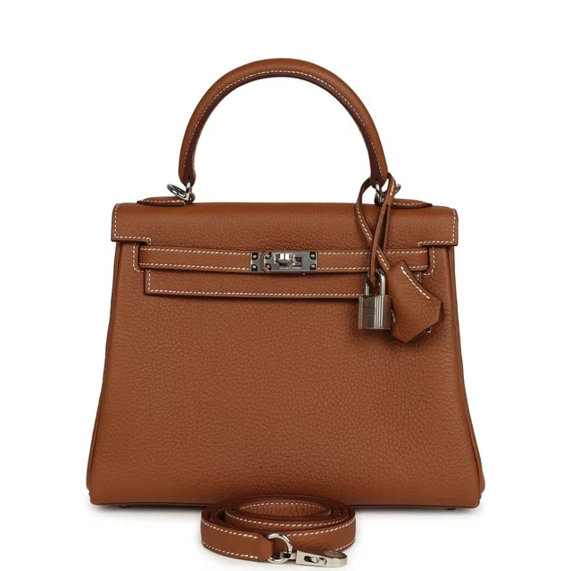 Hermès Kelly Retourne 25 Gold Togo Palladium Hardware in Gold Togo leather from Madison Avenue Couture