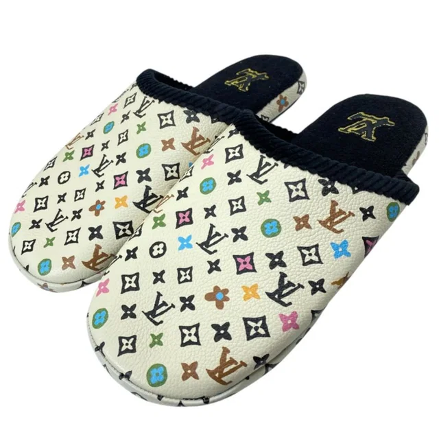 Louis Vuitton Palace Line Slippers Mules Monogram Craggy Leather Pile White in White Leather from The Reluxe