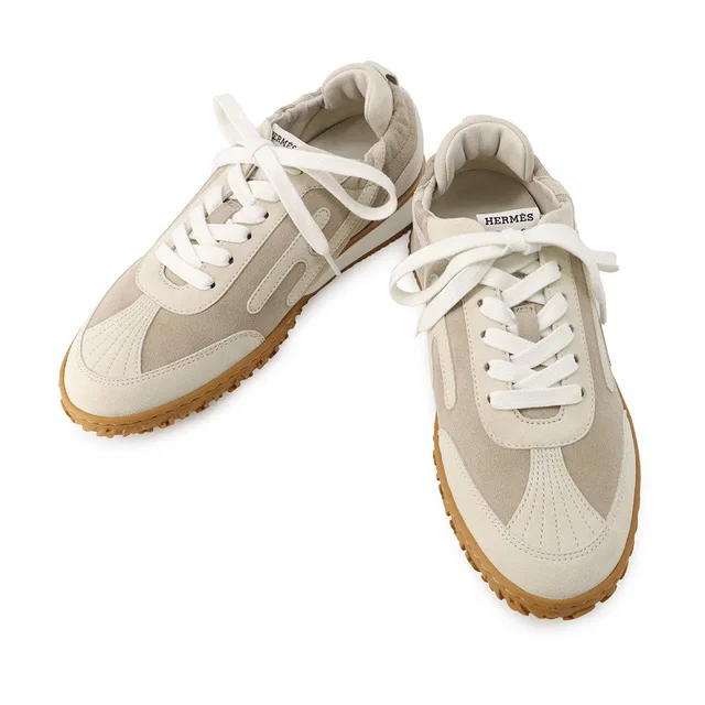 Hermès Jet Sneakers Beige Sketch / Beige Glaze Chevre Veroa Size 36 in Beige Goatskin from GALLERY RARE