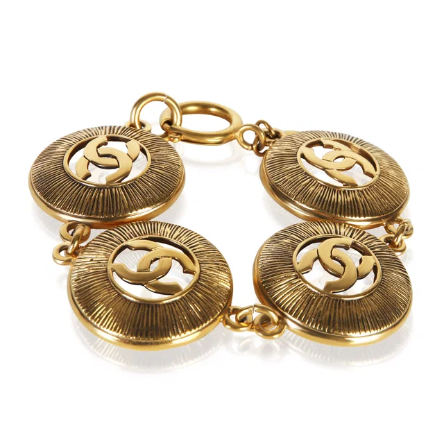 Chanel Gold-Plated Vintage Medallion Link Bracelet in Gold from myGemma