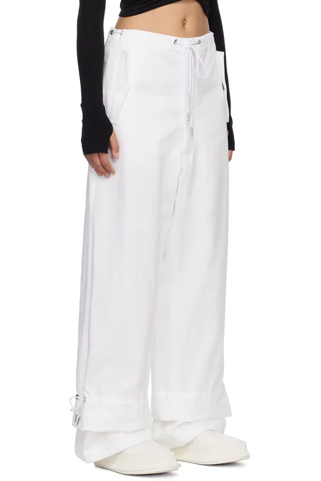 Dion Lee White Eyelet Tie Trousers, photo 2 of 4 from SSENSE