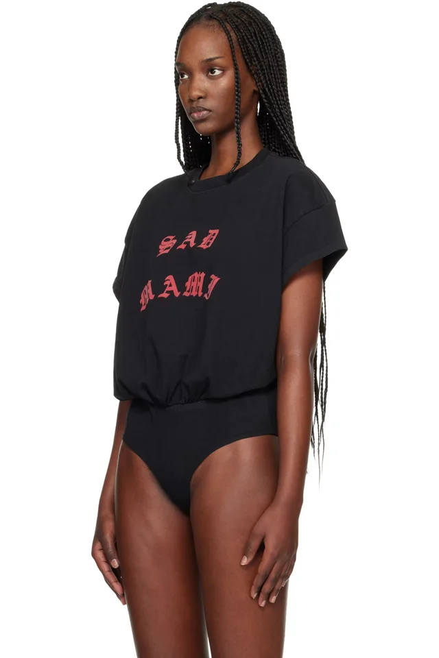 WILLY CHAVARRIA Black 'Sad Mami' Bodysuit, photo 4 of 5 from SSENSE