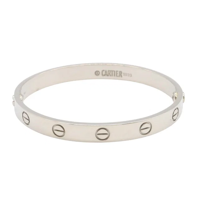 Cartier Love Au750 White Gold Bracelet Size 16 in White from LuxUness