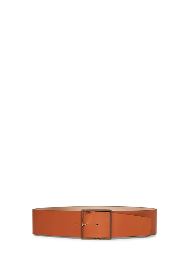 Max Mara Wide Calf Leather Belt — Brown (bos Taurus) in Brown Calfskin from HEWI