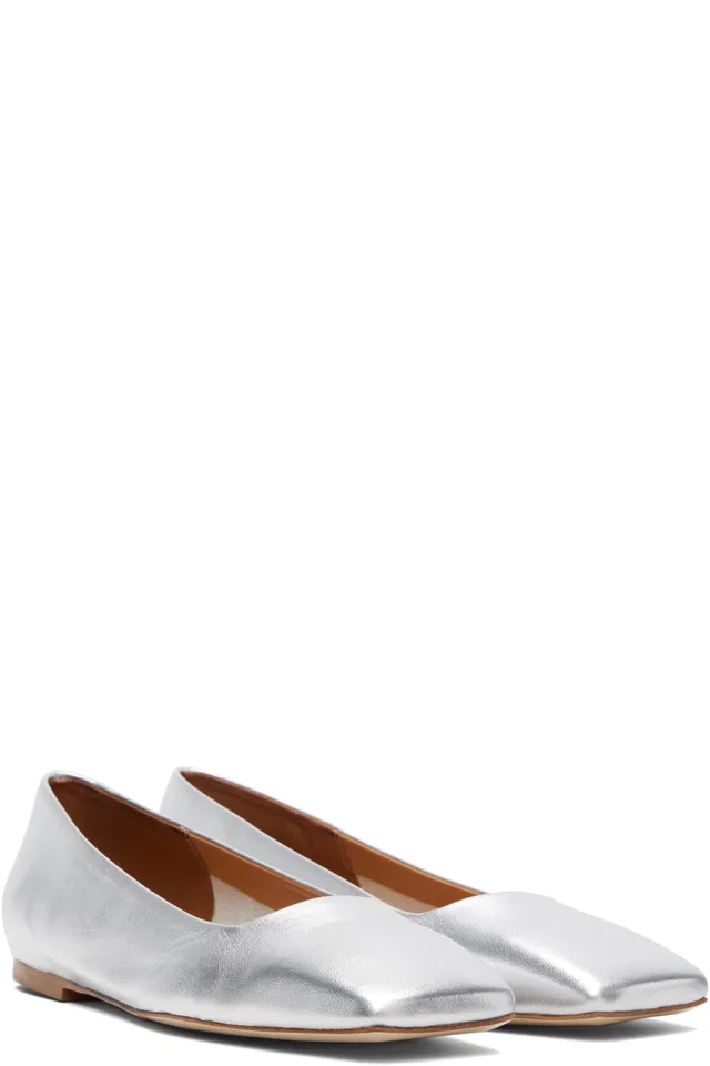 Aeyde Silver Matti Ballerina Flats, photo 4 of 5 from SSENSE