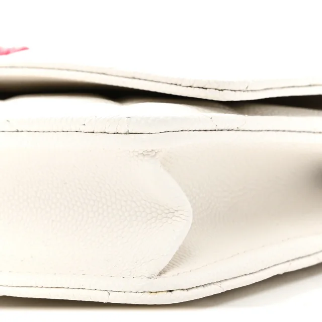 Caviar Quilted Chanel 19 Wallet on Chain WOC White Pink in White Caviar leather from FASHIONPHILE, photo 11 of 12
