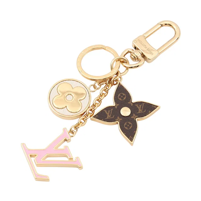 Louis Vuitton Keychain Spring Street Brown/PinkM01187 Gold Plated Monogram・Canvas in Brown Coated canvas from GALLERY RARE