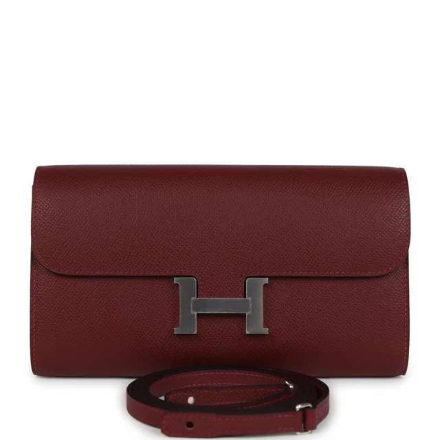Hermès Constance Wallet To Go Rouge H Epsom Palladium Hardware in Burgundy Epsom leather from Madison Avenue Couture