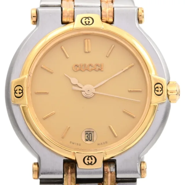 Gucci Round logo face watch 9000L quartz champagne from VINTAGE QOO TOKYO, photo 3 of 5
