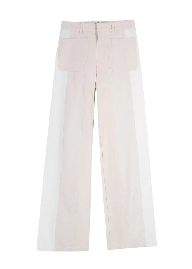 Dior Cream and White Two Toned Wide Leg Jeans in White from HEWI