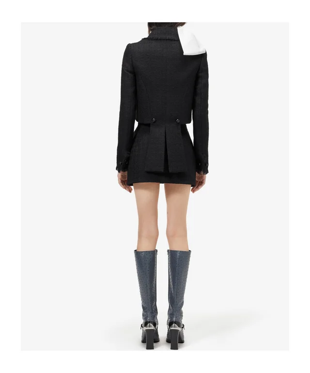 Alexander McQueen Women's Light Tweed Cropped Jacket in Black, photo 5 of 5 from SENSER