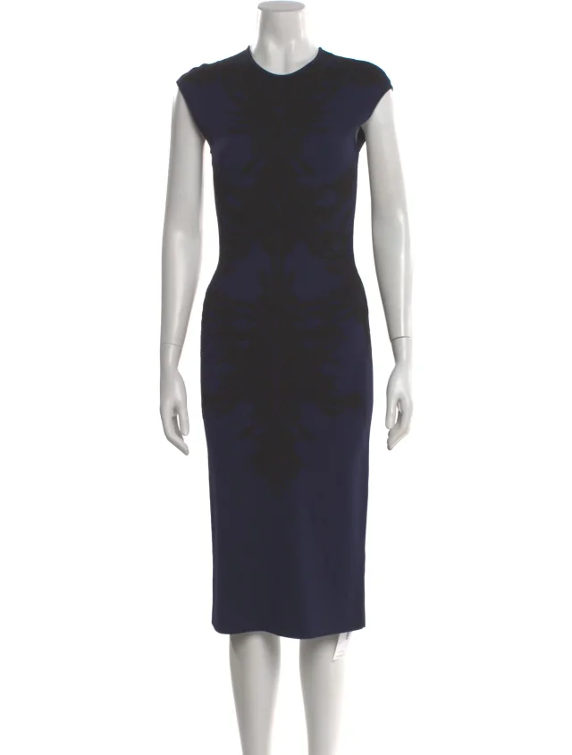 Alexander McQueen Printed Midi Length Dress in blue from The RealReal