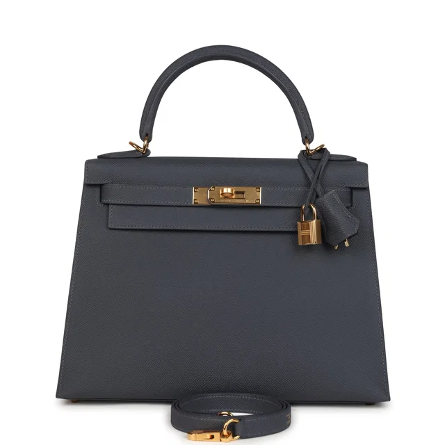 Hermès Kelly Sellier 28 Ardoise Epsom Gold Hardware in Epsom leather from Madison Avenue Couture