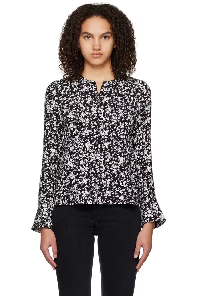 GANNI Black & White Floral Blouse from SSENSE, photo 1 of 1