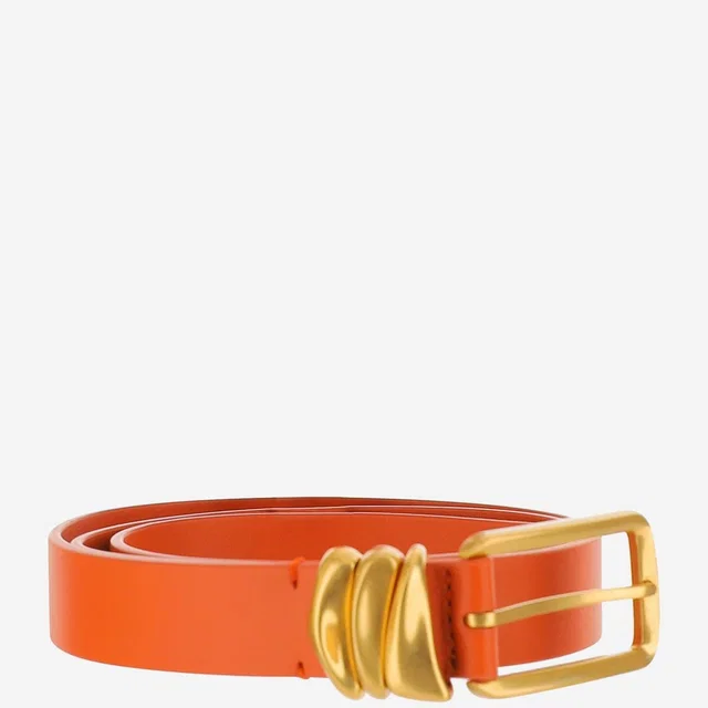 Bottega Veneta Metal Loop Belt — Orange Leather in Orange Leather from HEWI