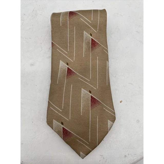 Giorgio Armani Geometric Tan White And Red Silk Blend Tie Italy in neutral|red|white|brown Silk from Poshmark