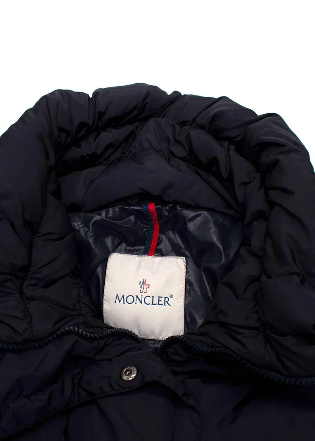 Moncler Navy Pivoine High Neck Puffer Coat in Navy from HEWI