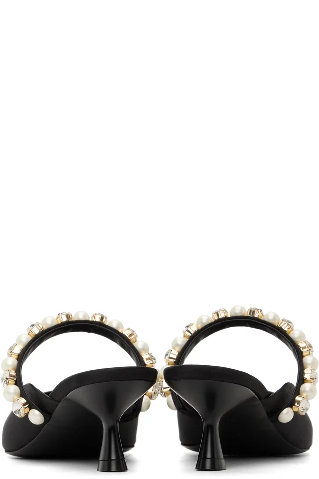 Stella McCartney Black Elsa Pearl-Embellished Kitten Heels, photo 2 of 5 from SSENSE