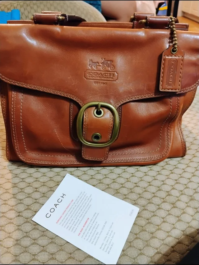 Coach Saddle Brown Leather Shoulder Satchel With Brass Buckle in brown|red Leather from Poshmark