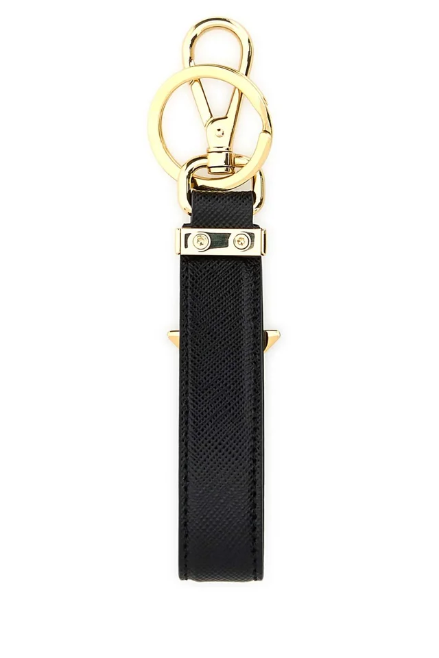 Prada Saffiano Leather With Gold-Tone Hardware Key Case — Black Acciaio-vitello Keychains in Black Saffiano leather from HEWI, photo 2 of 2