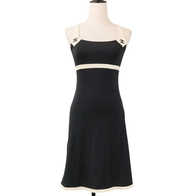 Chanel 96C Maillot Logo CC Sleeveless Dress Navy in Navy from The Reluxe