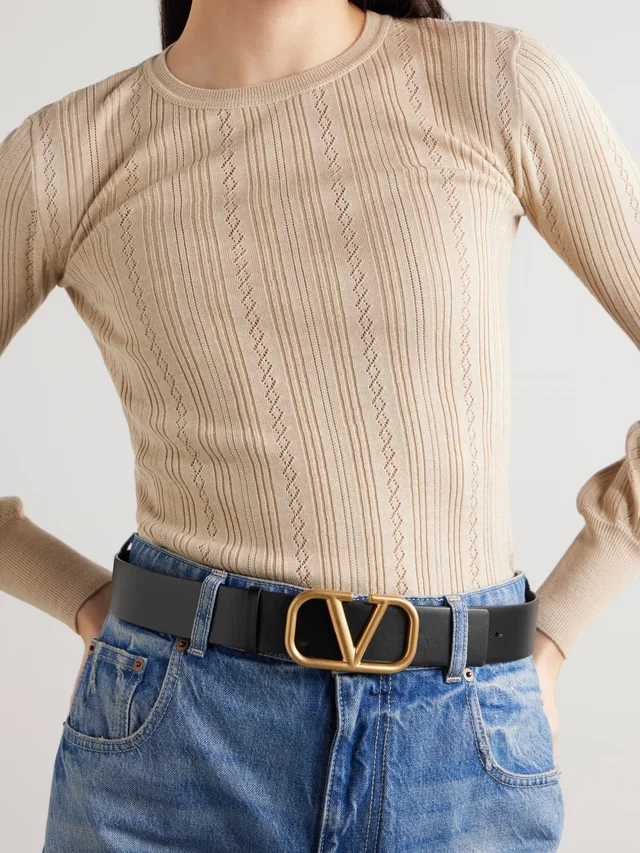 VALENTINO GARAVANI VLOGO reversible leather belt in brown 100% Calfskin leather, photo 4 of 4 from NET-A-PORTER (Canada)