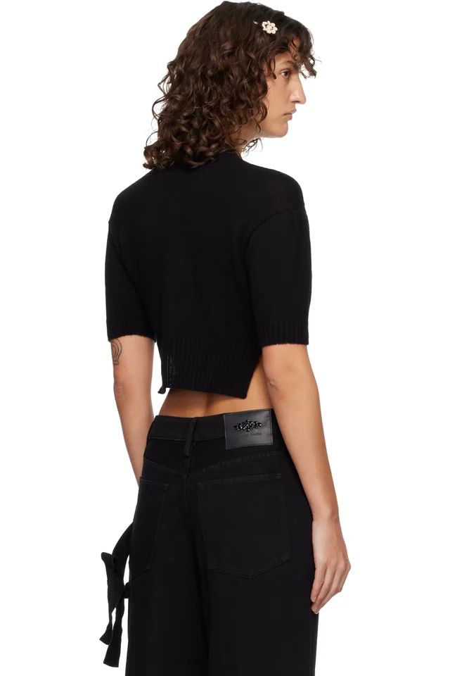 Simone Rocha Black Cropped Cashmere Cardigan, photo 3 of 4 from SSENSE