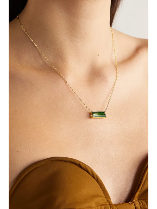 OCTAVIA ELIZABETH 18-karat recycled gold, ombré tourmaline and diamond necklace in Green, photo 2 of 2 from NET-A-PORTER (Canada)