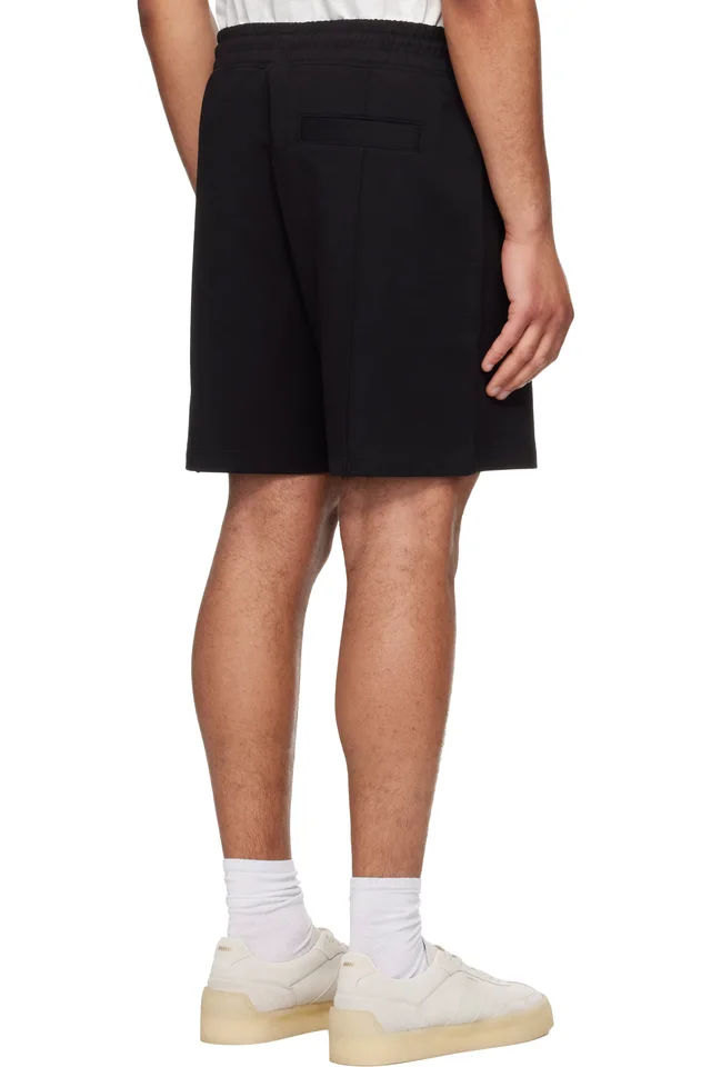Hugo Black Stacked-Logo Trim Shorts, photo 3 of 4 from SSENSE