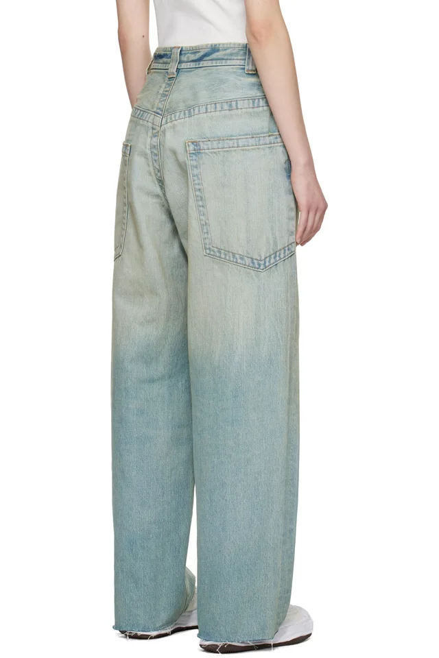 Maison MIHARA YASUHIRO Blue Amateur Sewn Like Wide Jeans, photo 3 of 4 from SSENSE