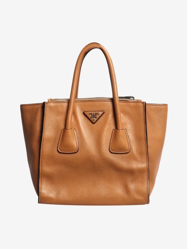 Prada Tan Twin Pocket 2way bag in Brown Leather from Sign of the Times