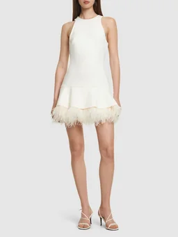 David Koma Flared dress with feathered hem in 50% Viscose, 47% Acetate, 3% Elastane, 100% Ostrich, photo 2 of 5 from LUISAVIAROMA
