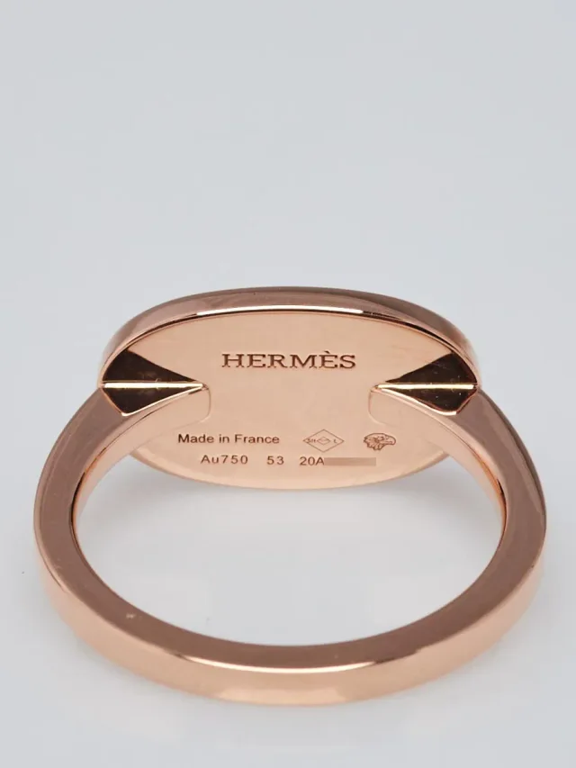 Hermès 18k Pink Gold Diamond Chaine d'Ancre Verso Ring Size 6.5 in Pink from Yoogis, photo 2 of 5