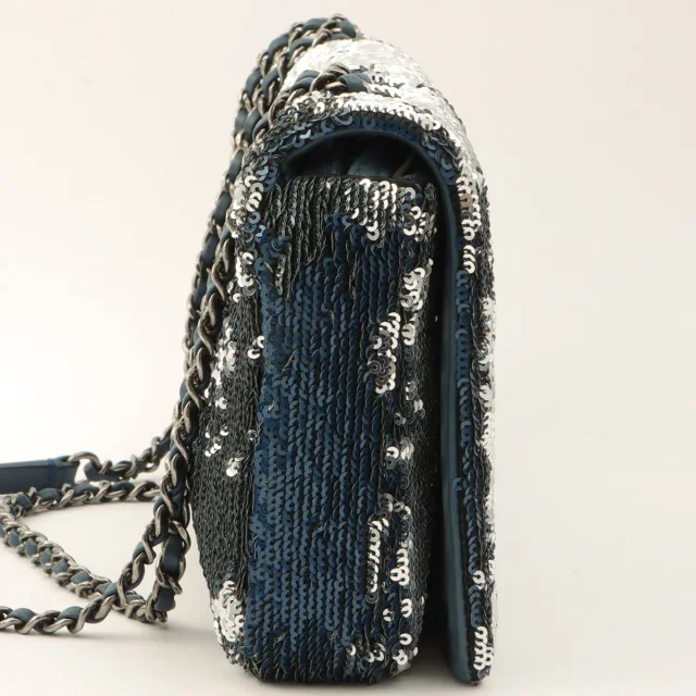 Chanel Sequined Coco Cuba Chain Shoulder Bag, circa 2016, Blue in Blue from VINTAGE QOO TOKYO, photo 3 of 11