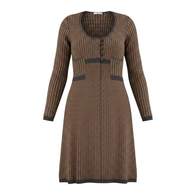 Prada Knit Dress Plaid Multicolor Silk 40 in Multicolor Silk from The Reluxe